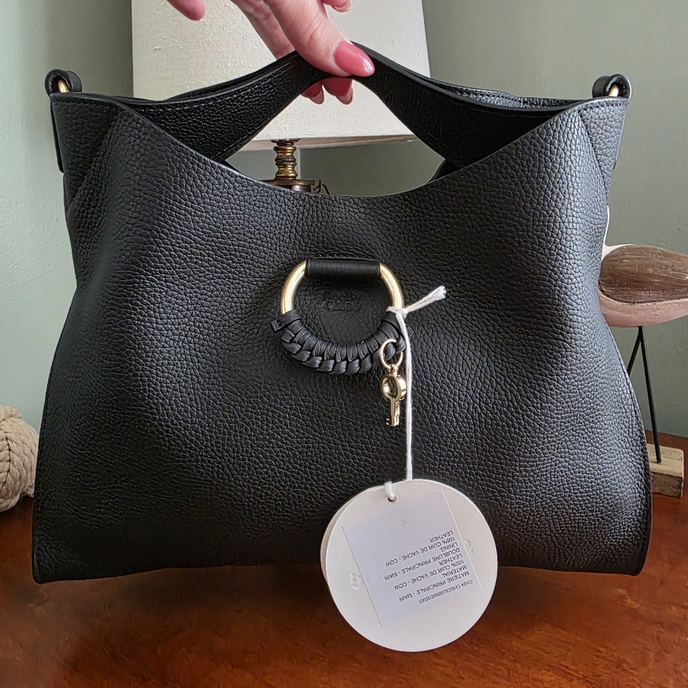 See by Chloé Joan Small Top Handle Black Leather Crossbody Shoulder Bag - Picture 8 of 15